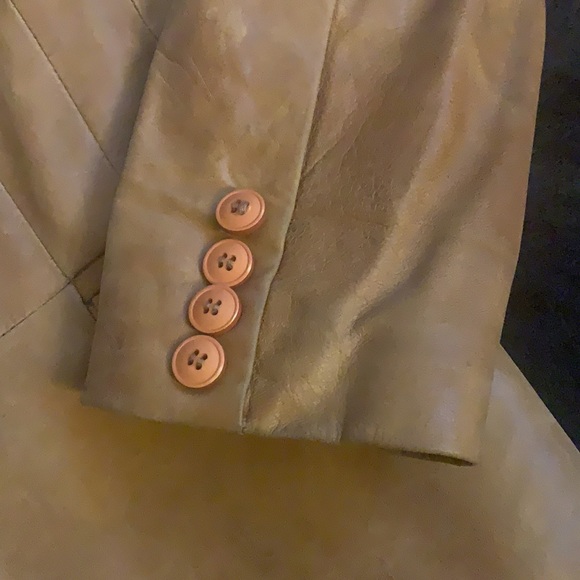 Caramel Leather Blazer Jacket - Picture 5 of 7
